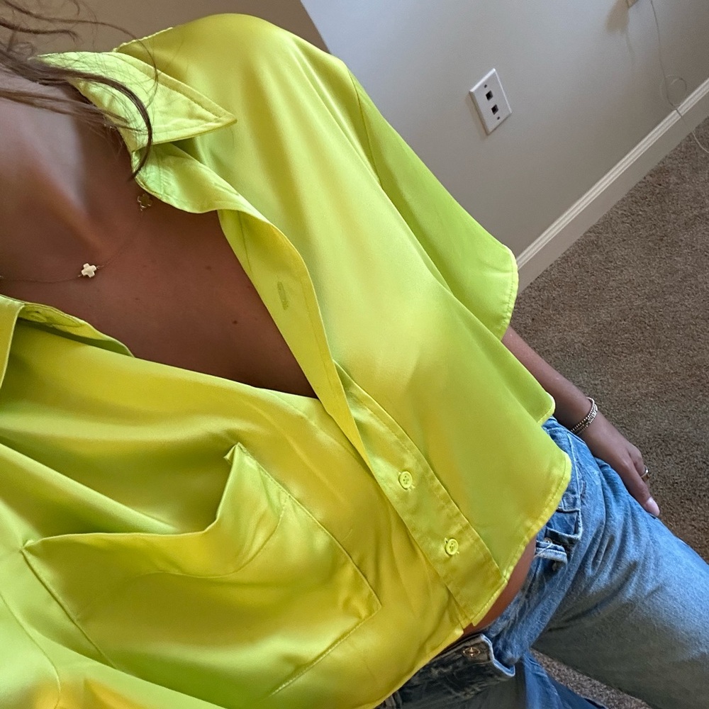RD Style Neon Yellow Button Down Shirt